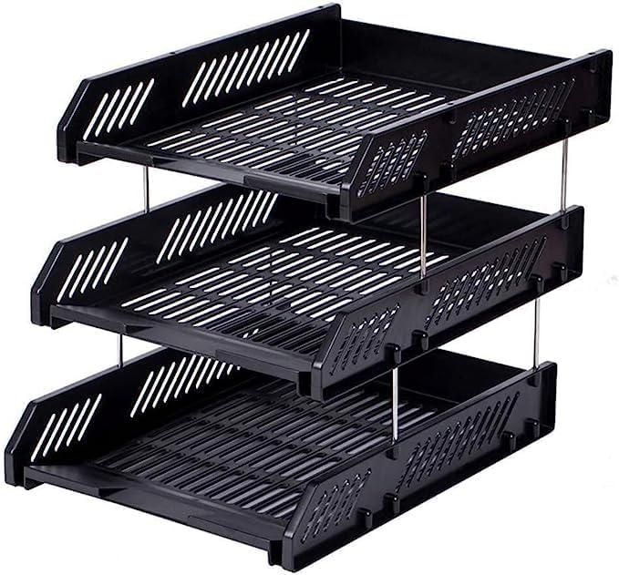 3 Layer File Tray Rack ABS Plastics | Foldable Office Desk Accessories